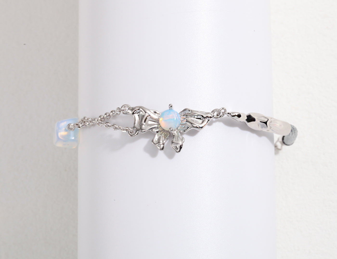 Bowknot Sterling Silver Opal Bracelet