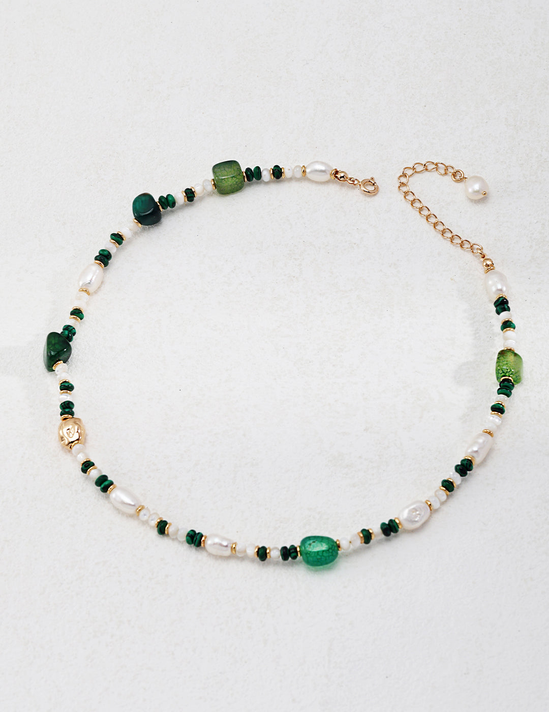 Sterling Silver Pearl Malachite Onyx Necklace/Bracelet