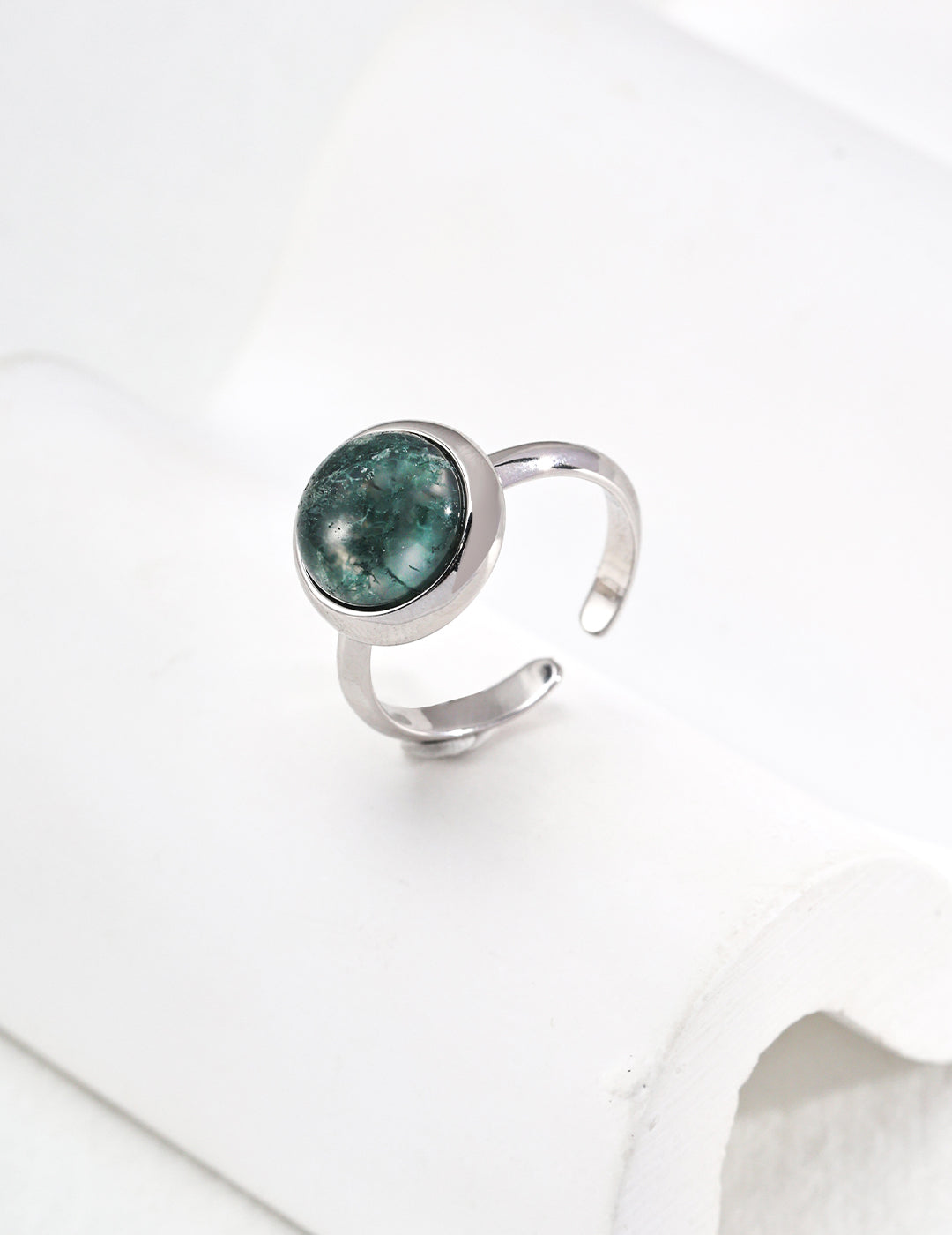 Watercress Agate Sterling Silver Ring