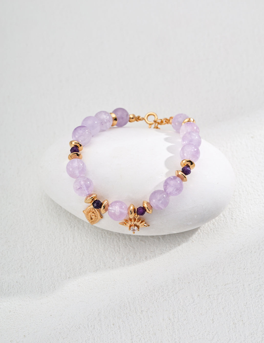 S925 Silver Natural Banana Cliff Amethyst Faceted Round Pearl Zircon Bracelet