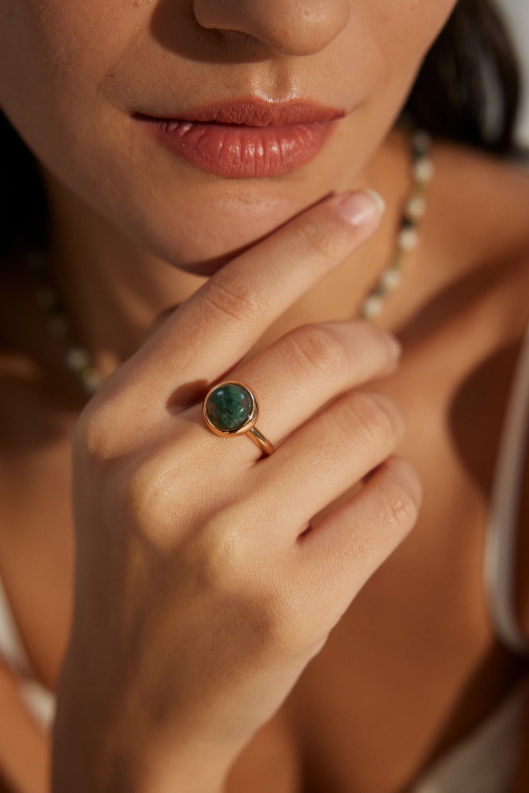 Watercress Agate Sterling Silver Ring