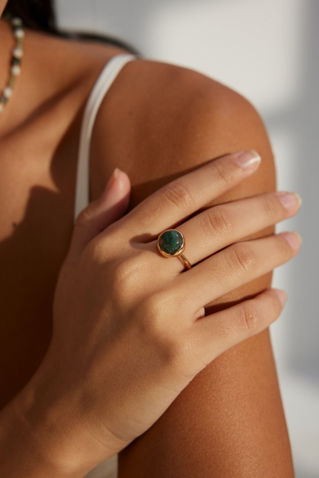 Watercress Agate Sterling Silver Ring