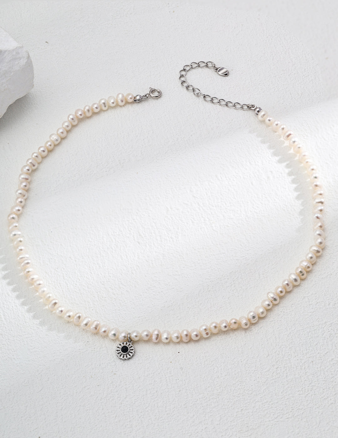 S925 Silver Natural Pearl Red Onyx Necklace