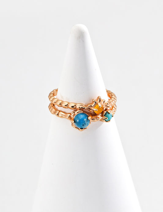 S925 Silver Vintage Synthetic Turquoise Topaz Apatite Ring