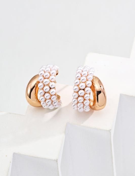 S925 Silver Design Faux Pearl Earrings