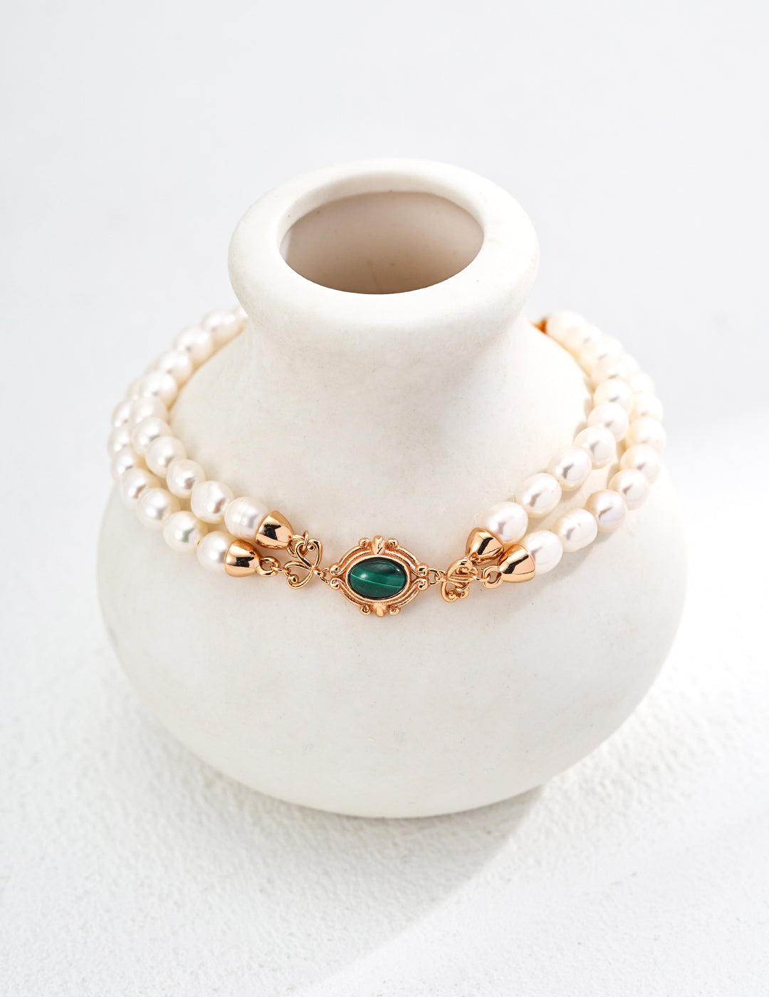 S925 Silver Natural Pearl Malachite Bracelet