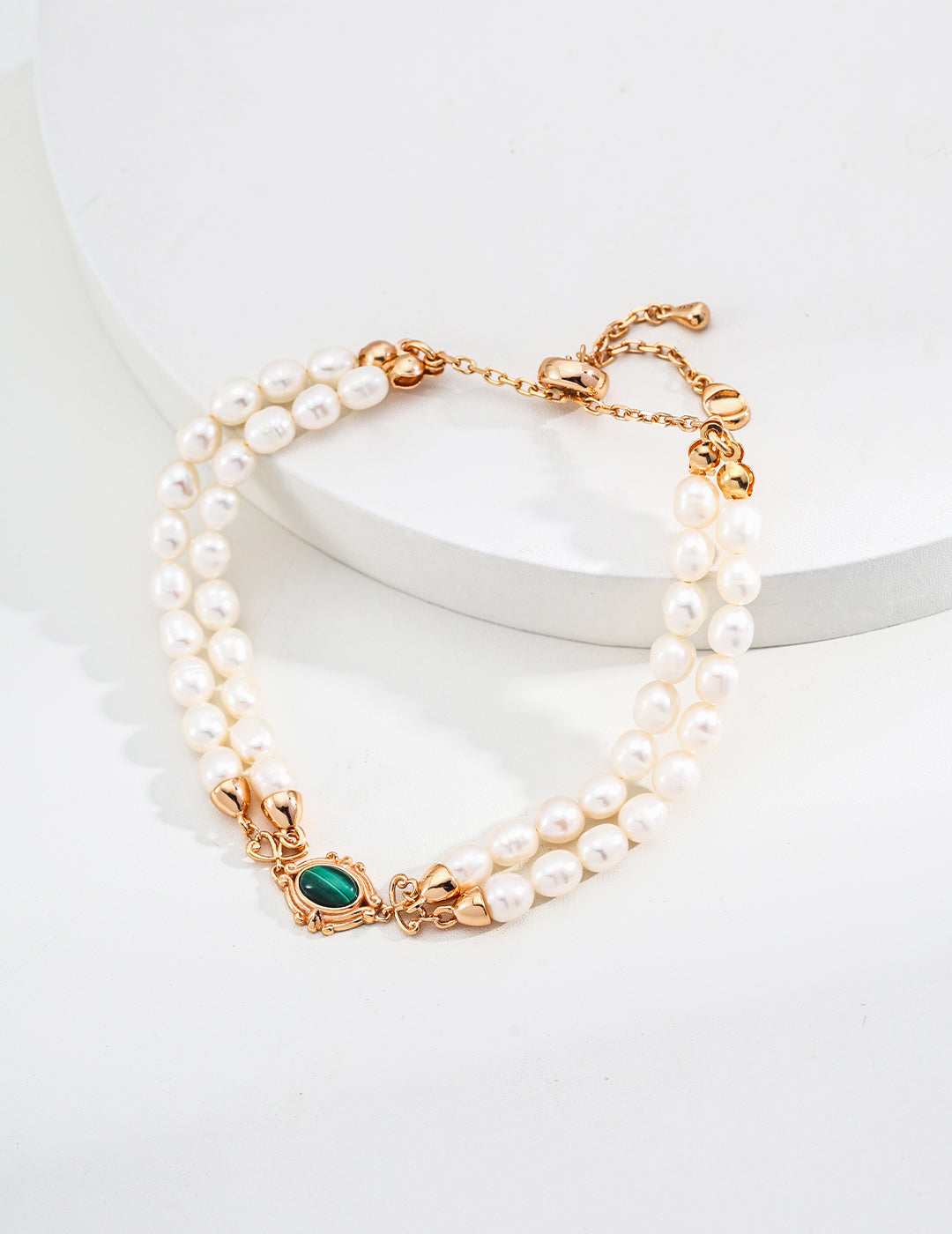 S925 Silver Natural Pearl Malachite Bracelet