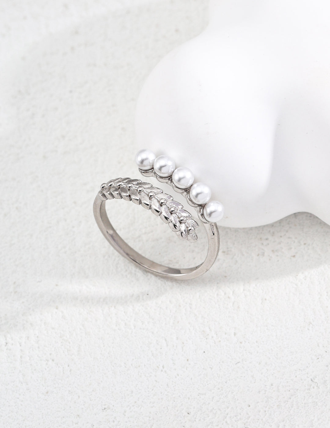 S925 Silver Designer Faux Pearl Ring