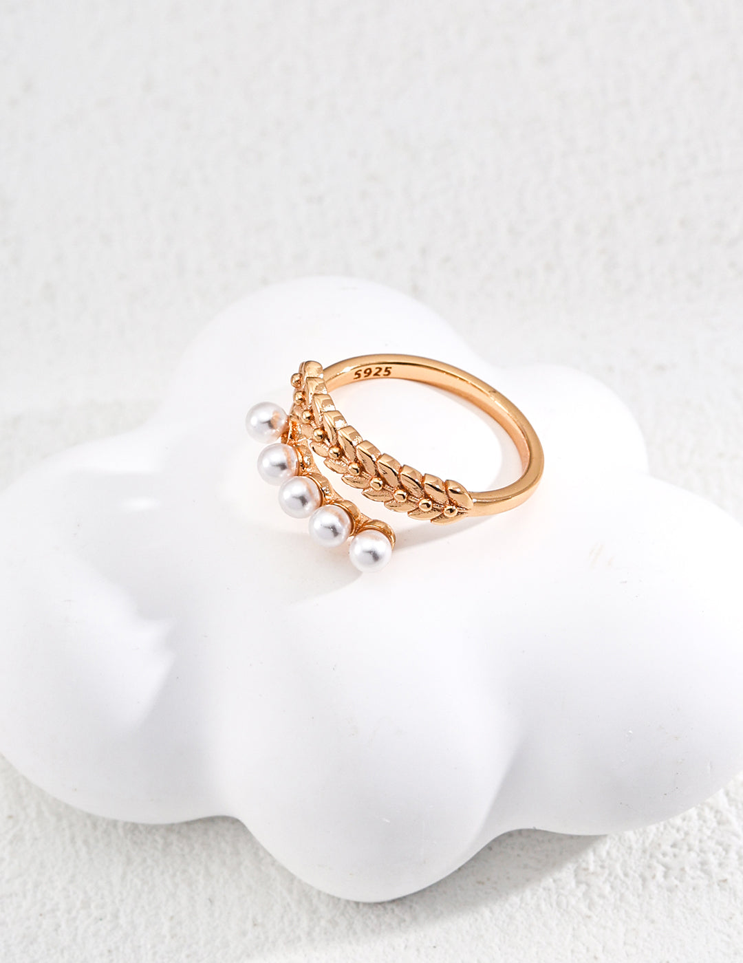 S925 Silver Designer Faux Pearl Ring