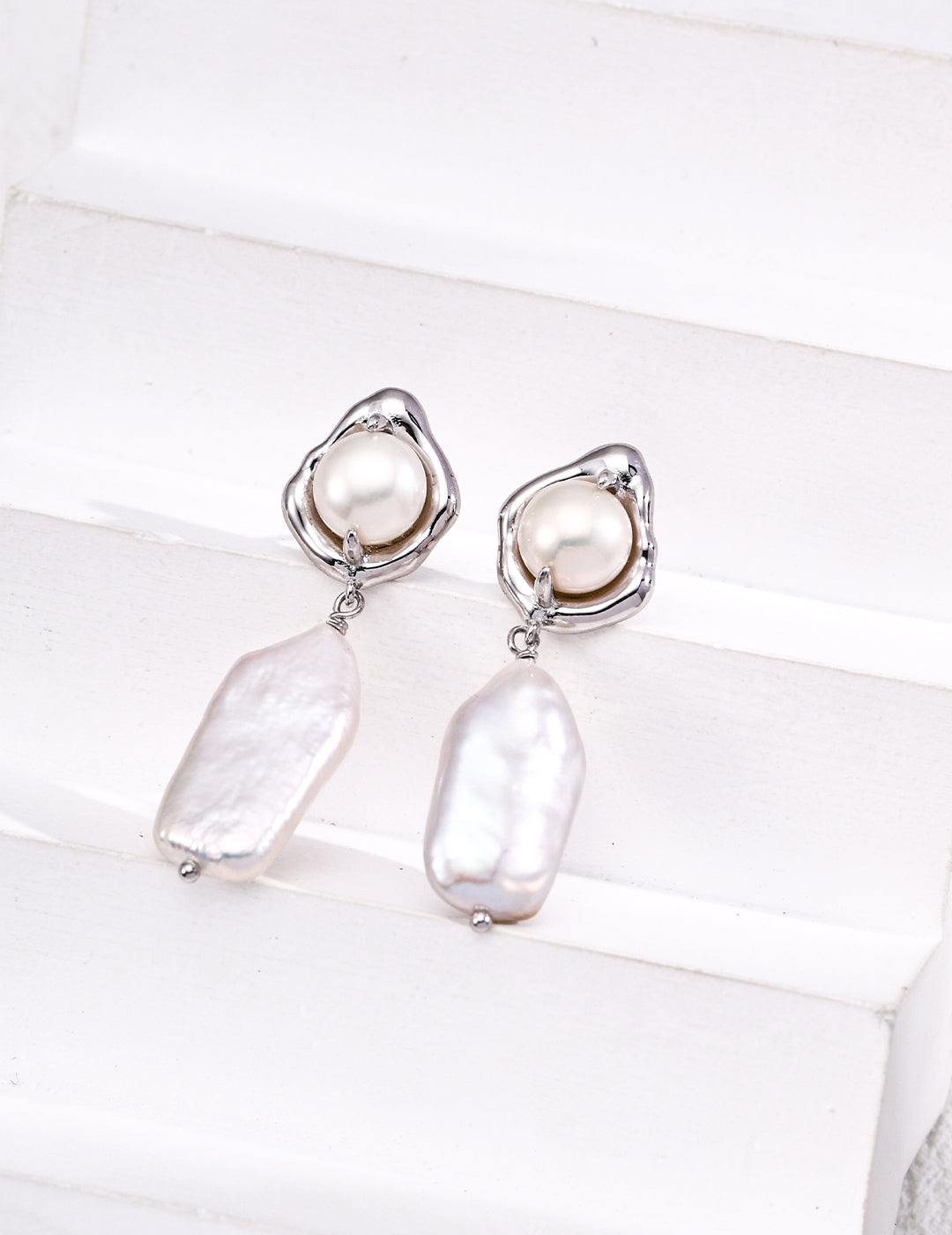 S925 silver natural pearl earrings