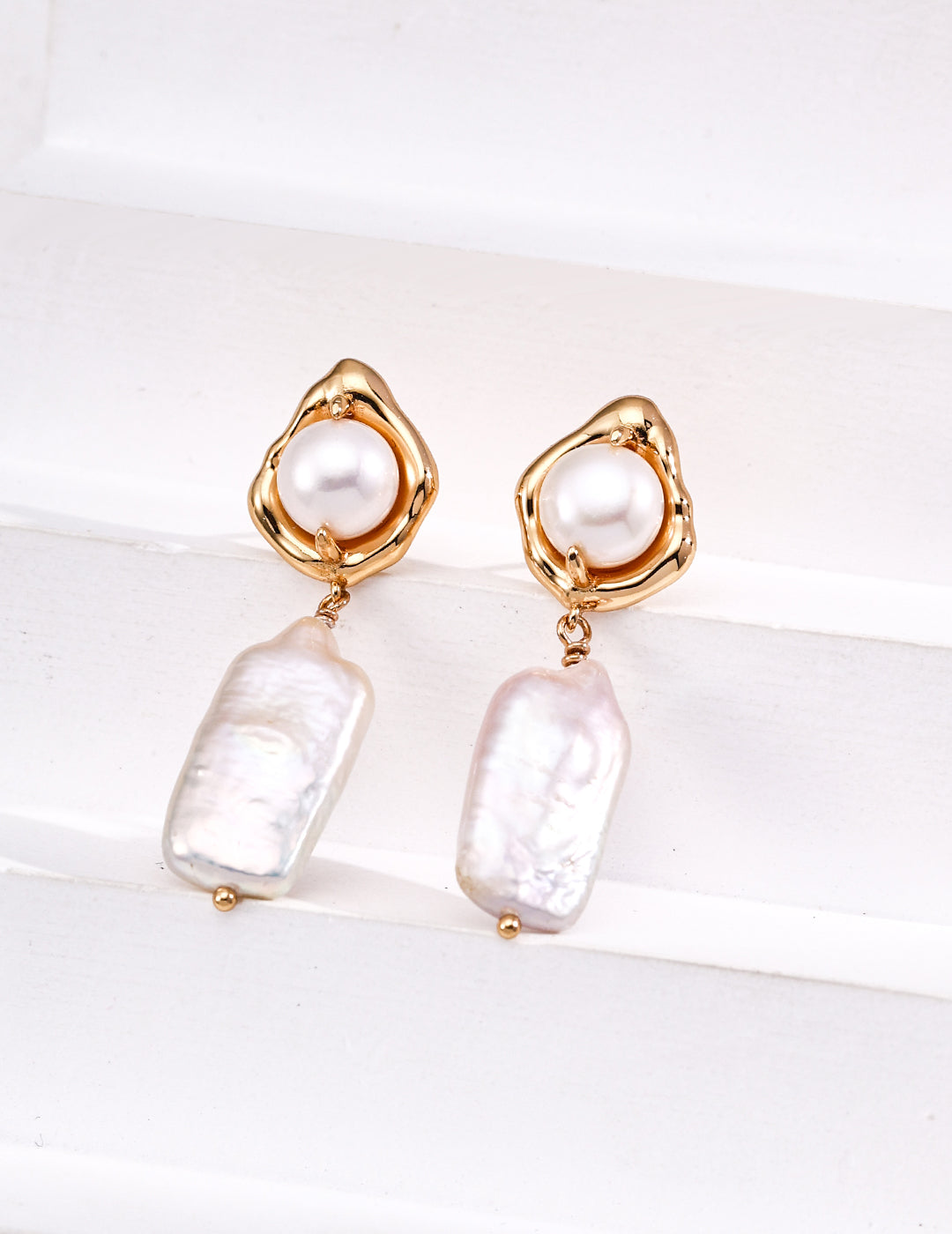 S925 silver natural pearl earrings